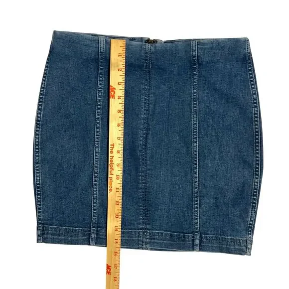 Free People Denim Jean Mini Modern Femme Skirt Size 8 Blue Western Casual Stripe - Picture 6 of 9